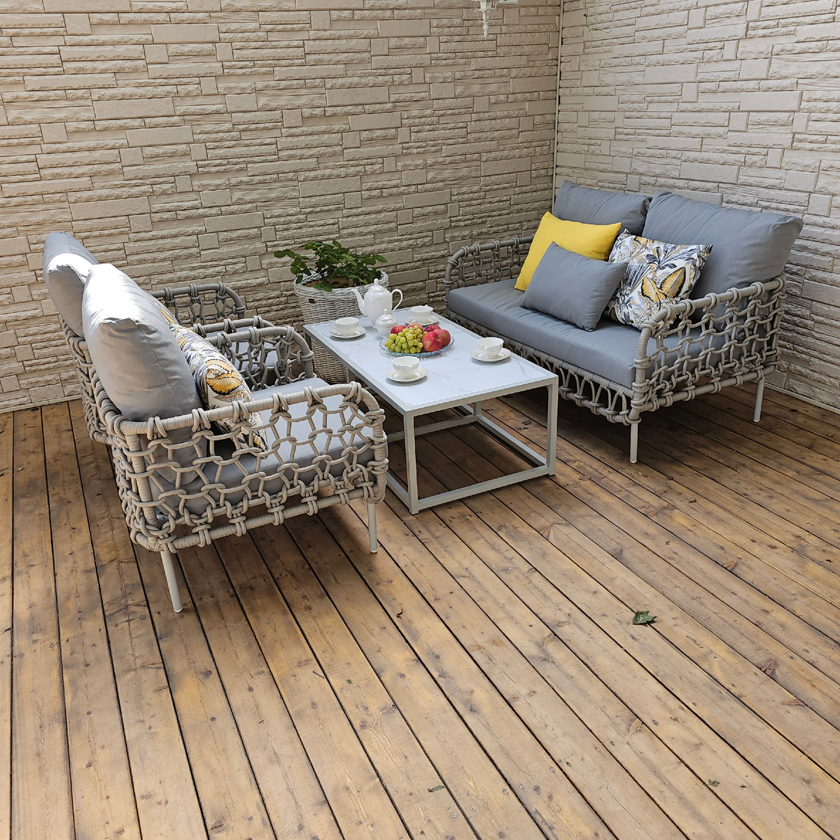 Комплект мебели плетеный веревкой