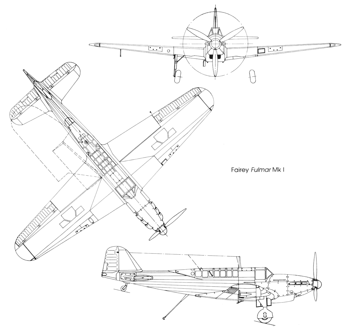 Истребитель Фейри «Фулмар» Mk.I, схема внешнего вида