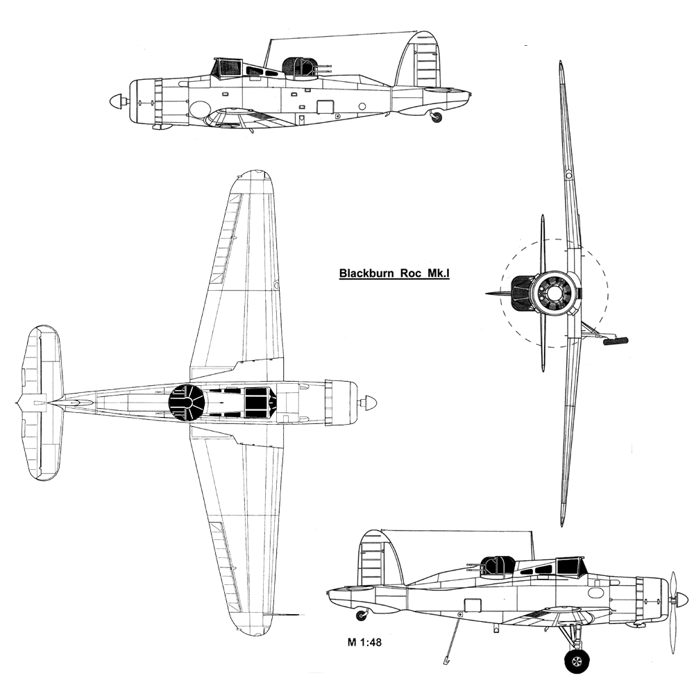 Истребитель Блэкбёрн «Рок» Mk.I, схема внешнего вида