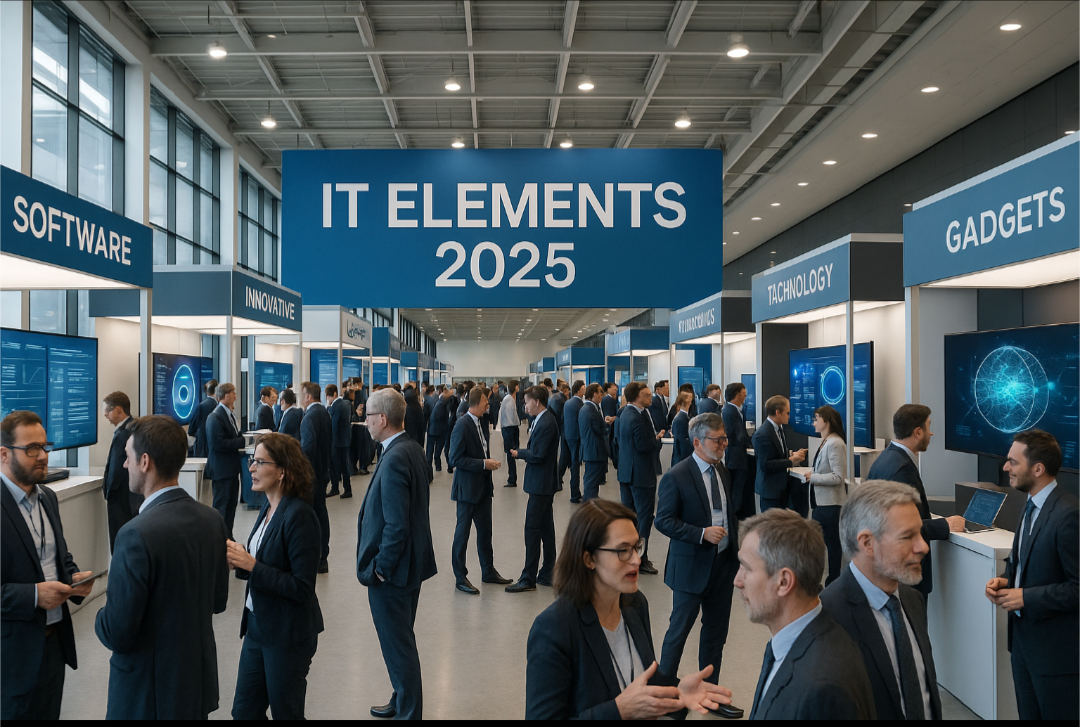 Общий вид конференции IT Elements 2025 c выставочными стендами и участниками