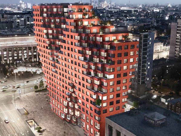 Так выглядит ЖК Red7. Квартира с бежевым интерьером с маркетплейсов будет смотреться здесь неумсетно.