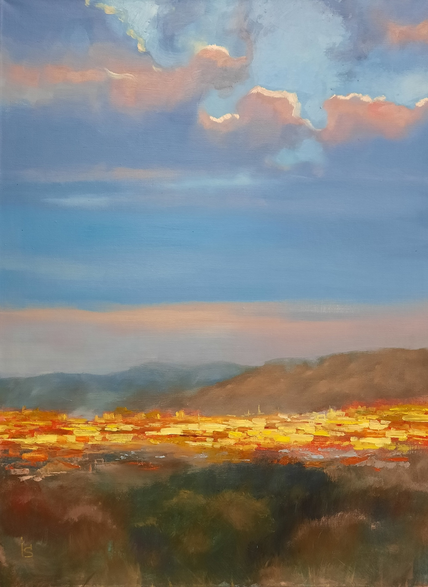 Это Кипр. "Город янтарного света". Х.м., 60х80, 2023. В частной коллекции. 