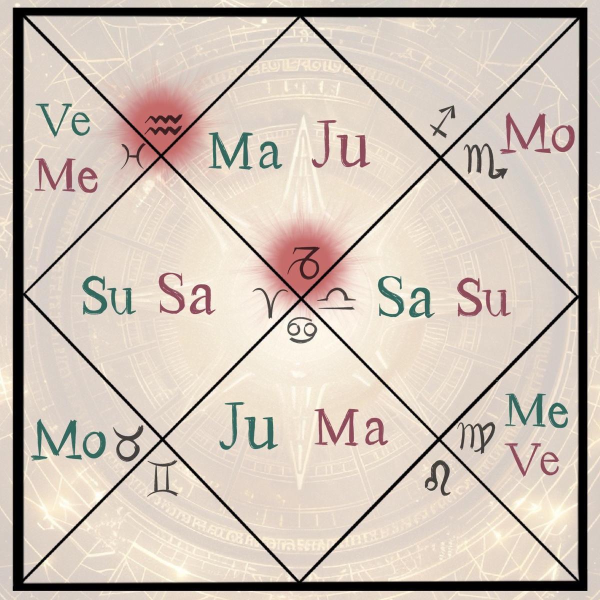 Лагна Козерог. Экзальтации и дебилитации планет