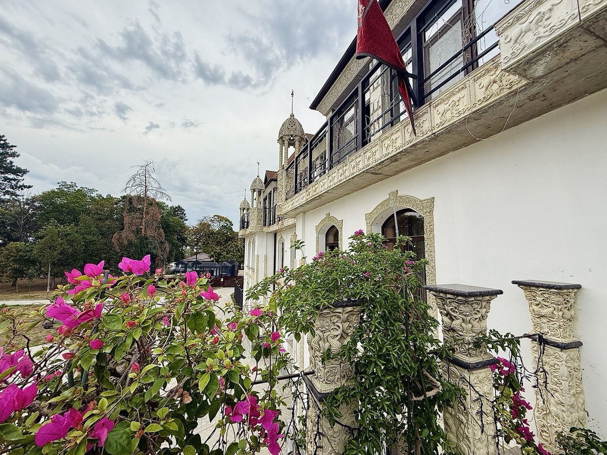 Крышу обрамляет лепной карниз весом около 10 тонн