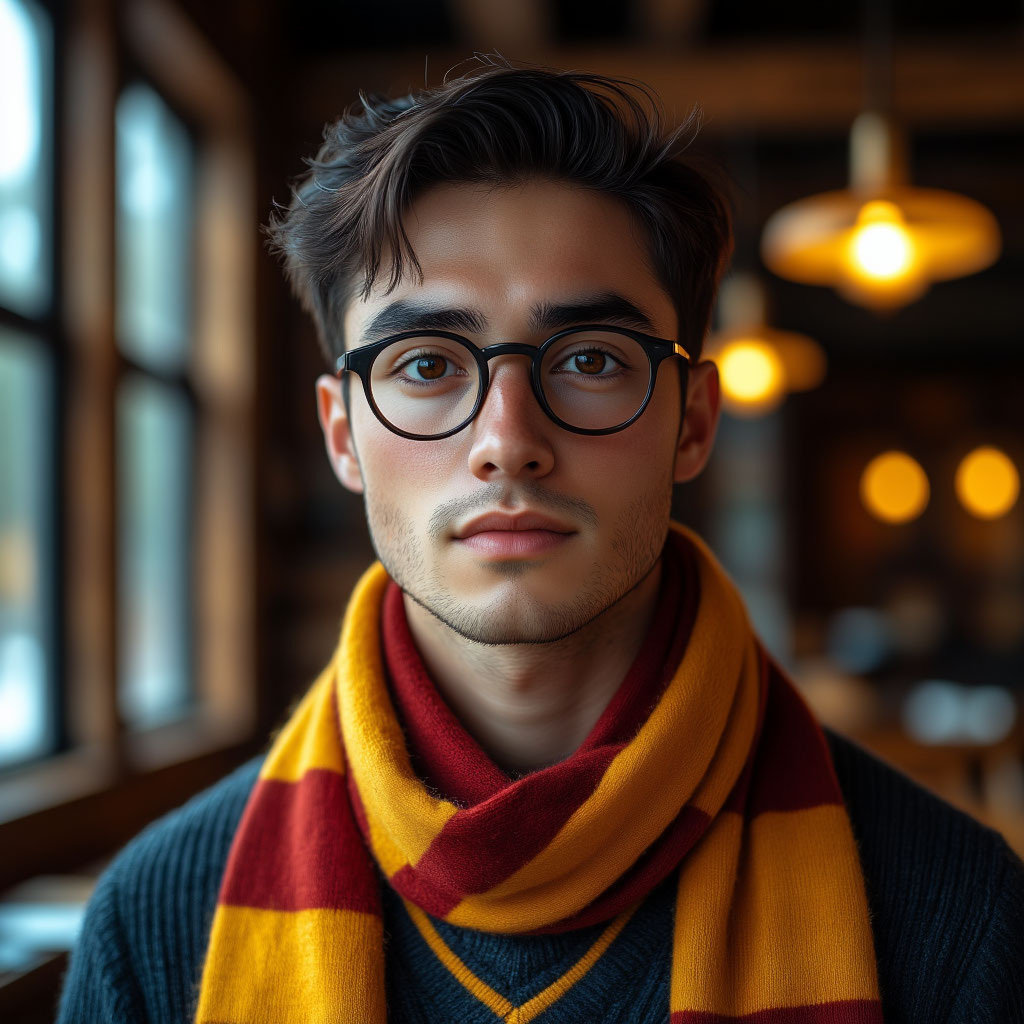 Золотисто-бордовый шарф по мотивам шарфа факультета Гриффиндор