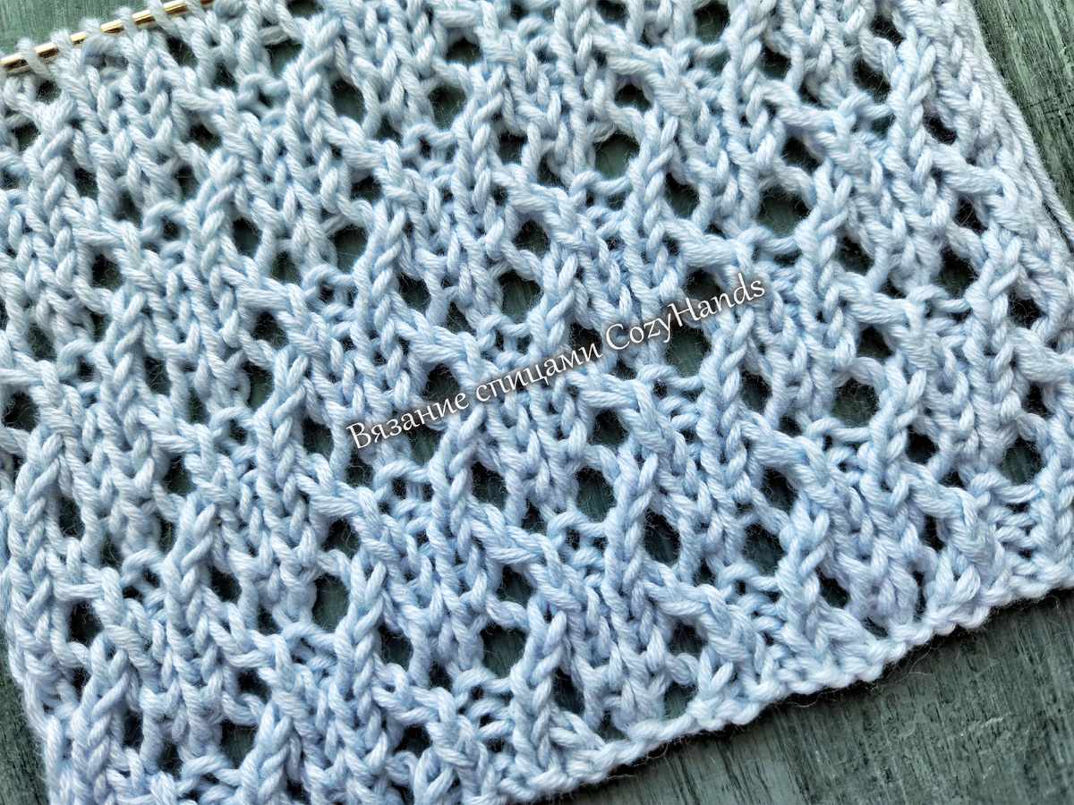 Лаконичный ажурный узор спицами