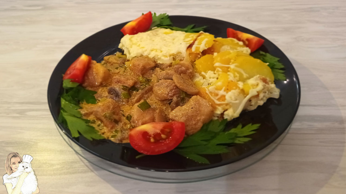   Ингредиенты:
-растительное масло: 15 мл.
-сливочное масло: 100 г.
-свинина: 1 кг.
-лук репчатый: 1 шт.
-грибы шампиньоны: 200 г.
-горчица: 10 г.
-соевый соус: 10 мл.
-черный перец: по вкусу.
-соль: по вкусу.
-сладкая паприка: 5 г.
-сухой чеснок: 5 г.
-кулинарные сливки 20% : 200 г.
-зеленый лук: 20 г.
-петрушка: 20 г.
-крахмал: 10 г.
-вода: 20 мл.