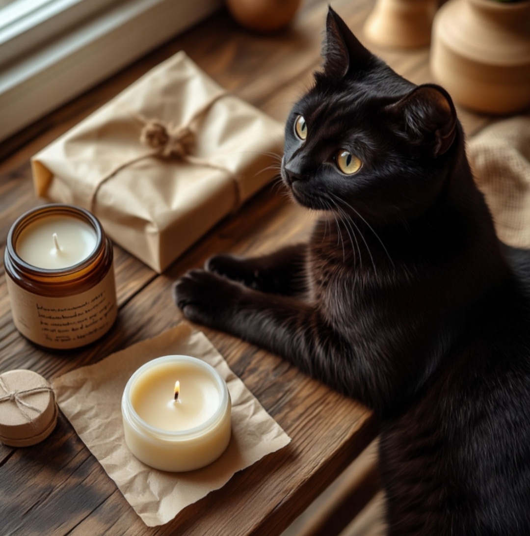 Он уже ревнует. Раньше всё внимание было коту, а теперь воску.