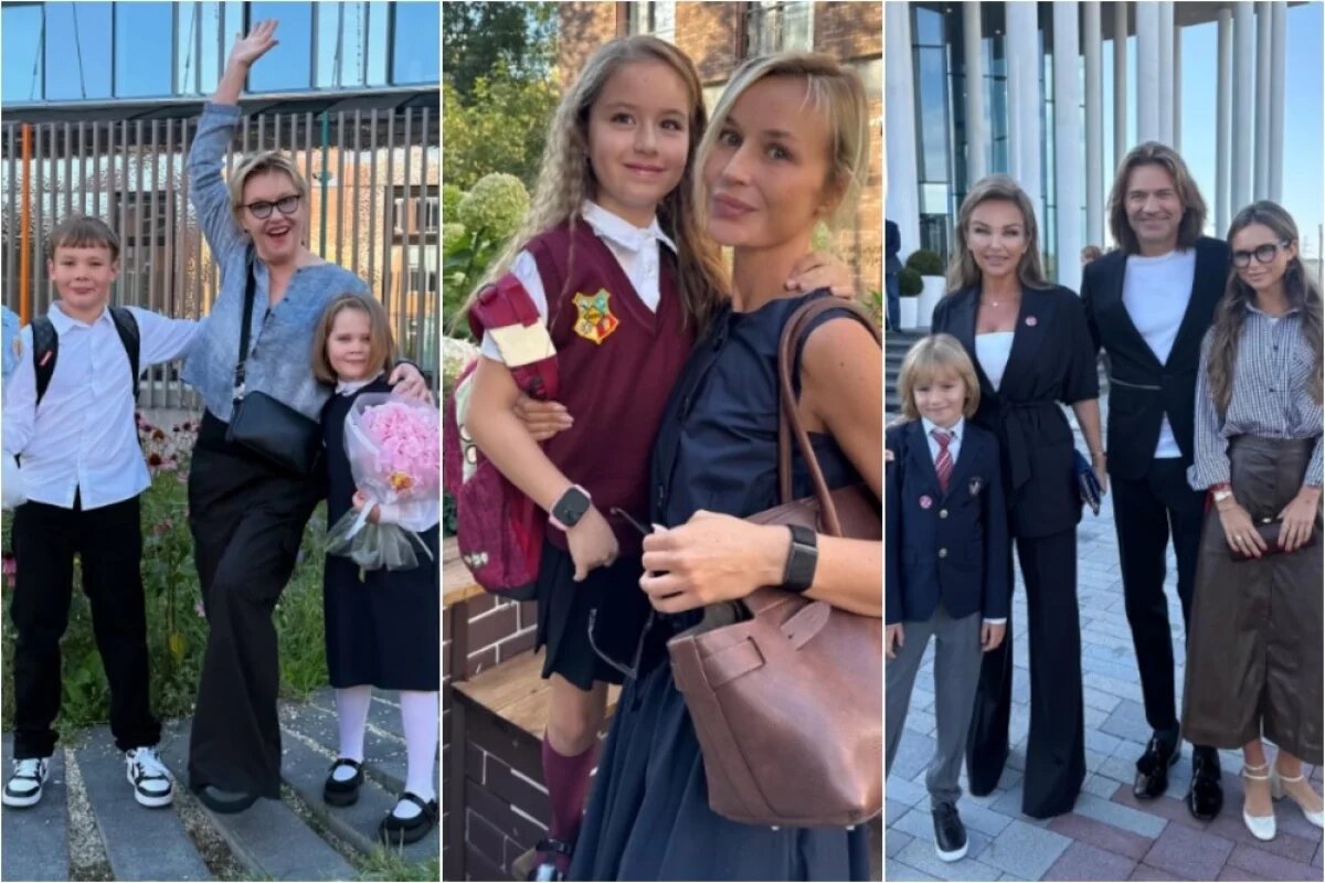    Ирина Розанова с племянниками; Полина Гагарина с дочкой; Семейство Маликовых проводило в первый класс сына Марка.