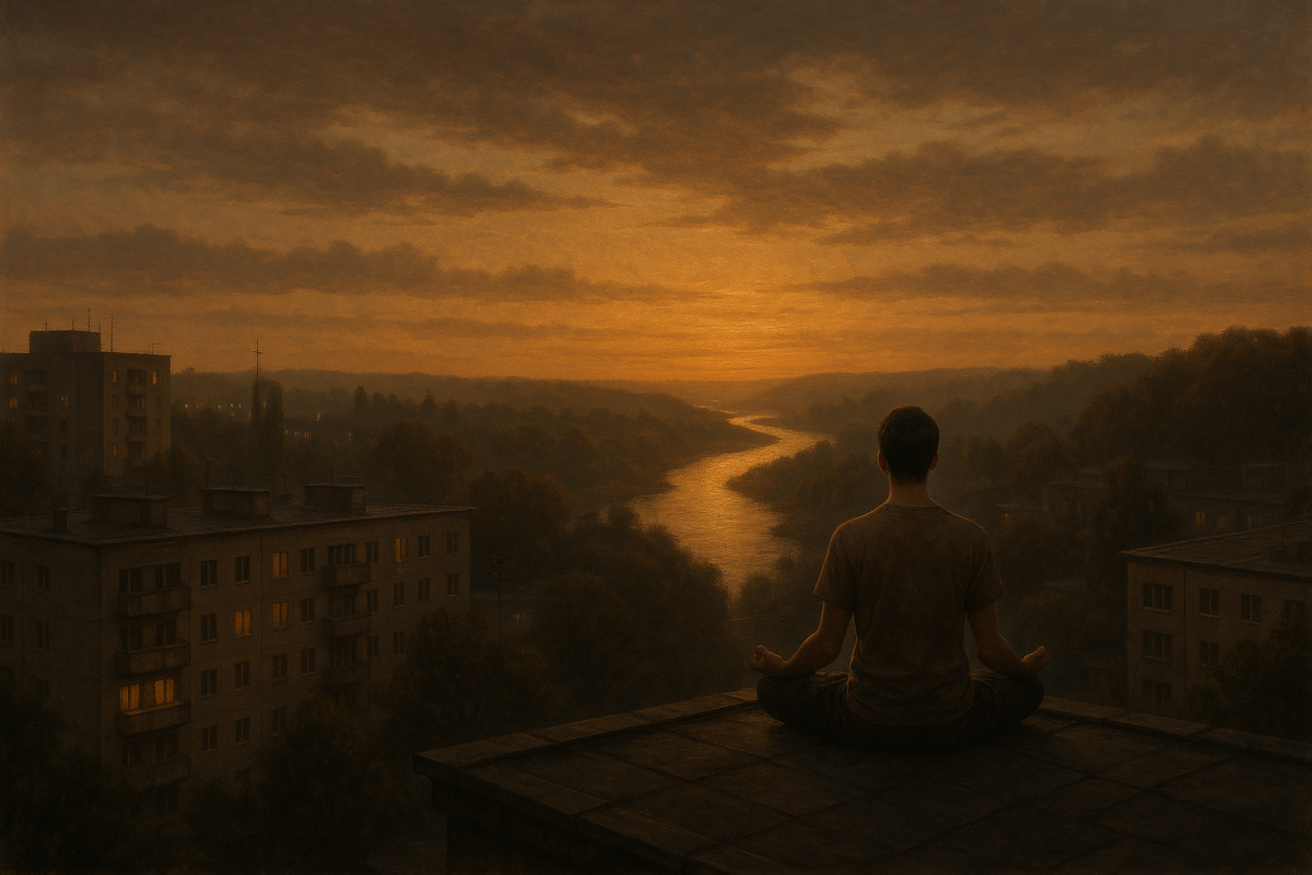 Дзенократия. Я на крыше. Генеративное искусство из моей фотографии.