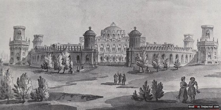 Петровский Путевой дворец, старинная гравюра