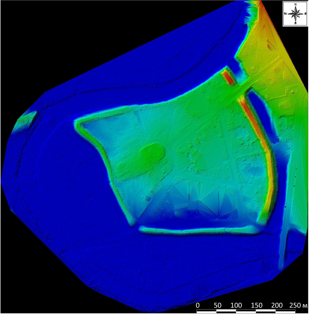 Светотеневое изображение 3D модели Суздальского кремля