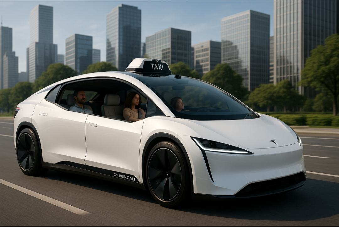 Концепт Тesla Cybercab - автономное такси без руля и педалей для публичного запуска сервиса