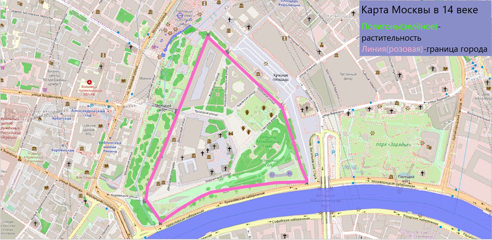 Карта Москвы в 14 веке