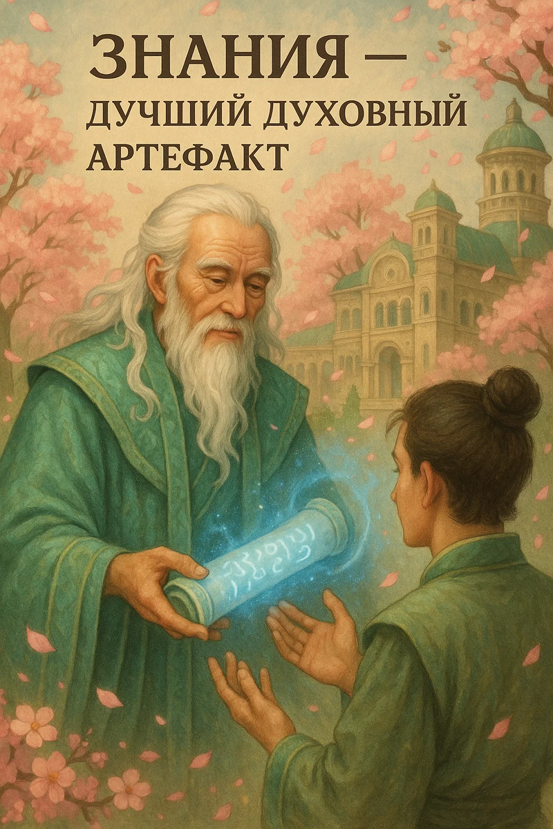 Открытка из серии «С Днём знаний в китайском стиле» создана по моей задумке с помощью нейросети.