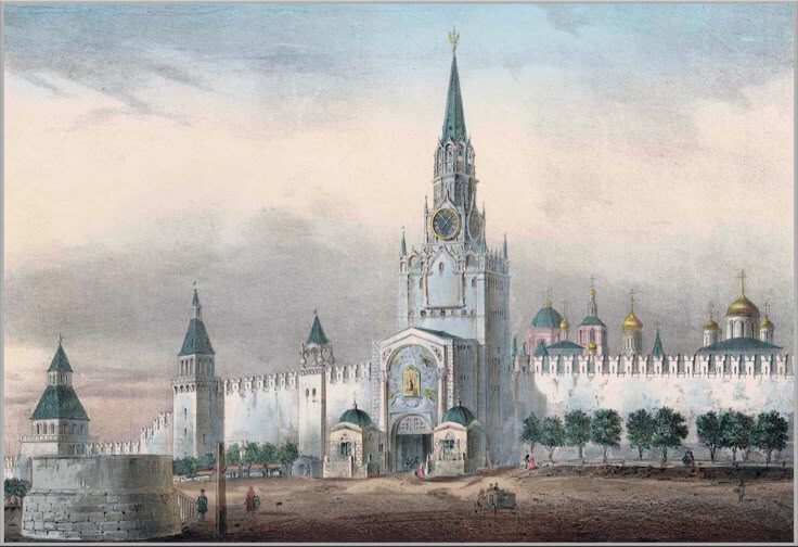 Спасская башня. 17-й век. Фото картины взято из открытого источника. 