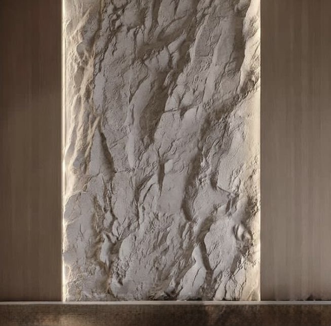 Вариант каменной стены с подсветкой 