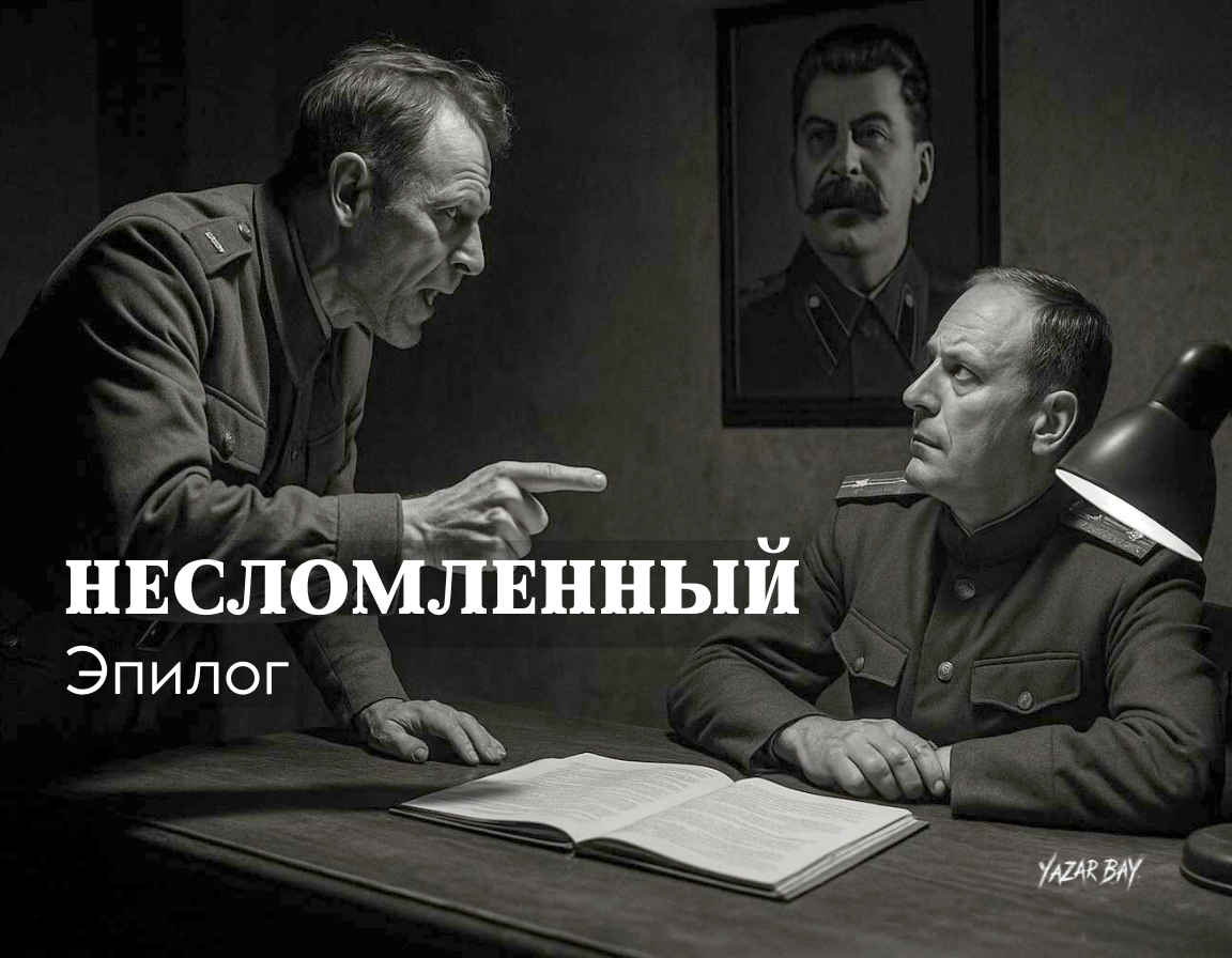 Польский командир Сташек дает показания советскому полковнику, страстно защищая честь генерала Огурцова, 1946 год ©Язар Бай.