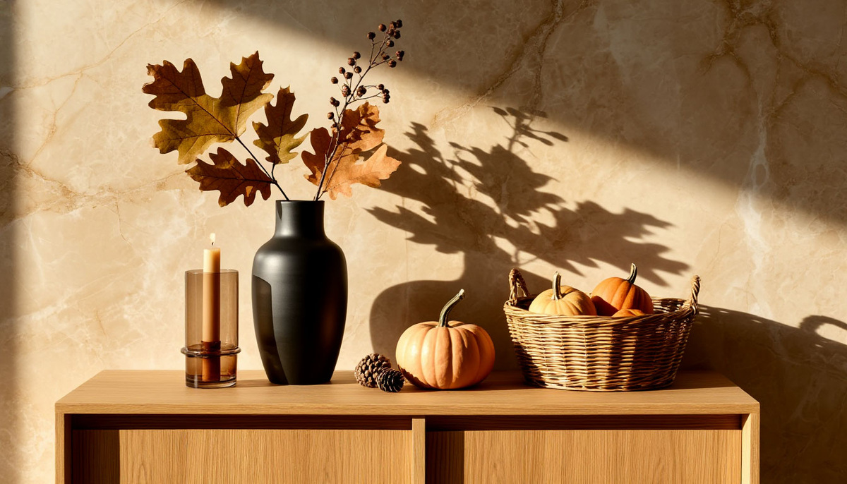 Осень — лучший художник по свету и колорист. Позвольте ей войти в ваш дом через простые и натуральные детали. Пусть это будет тихая, но выразительная композиция, которая нашептывает об уюте, а не кричит о празднике.