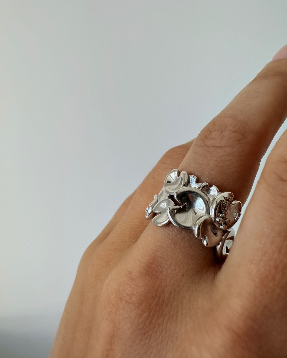 Серебряное широкое кольцо «Васюганские болота»