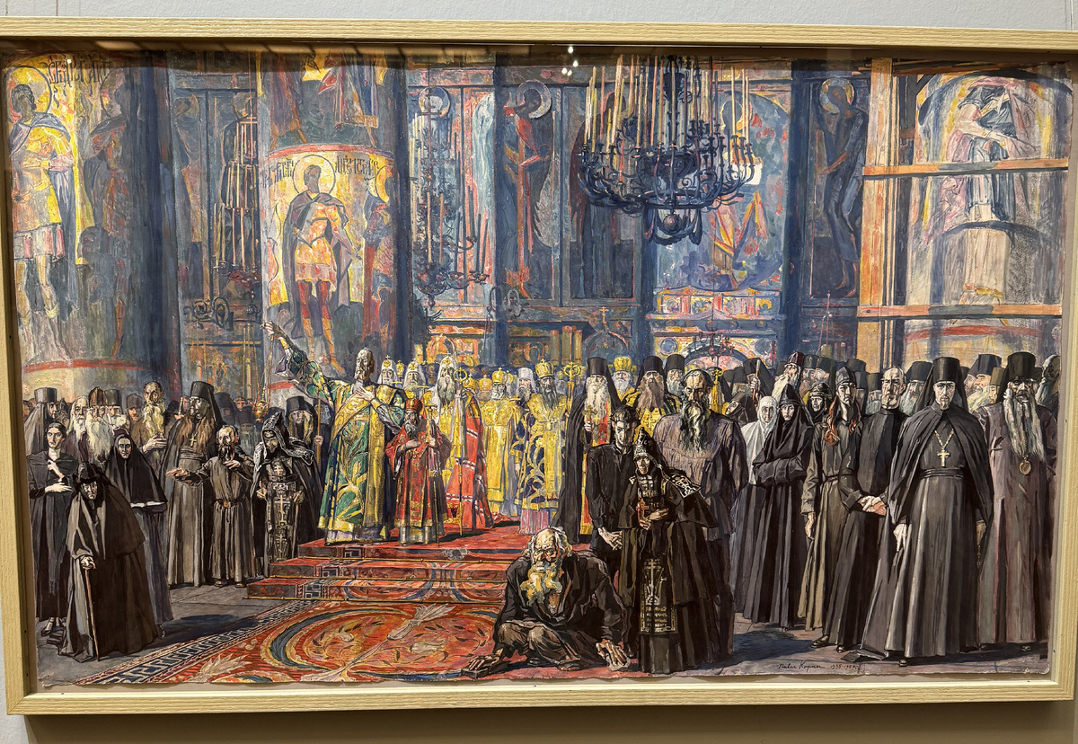 Павел Корин (1892-1967).Реквием. Эскиз. 1935-1959.Бумага, гуашь, темпера.Pavel Korin (1892-1967)
Requiem. Sketch. 1935-1959.Gouache, tempera on paper