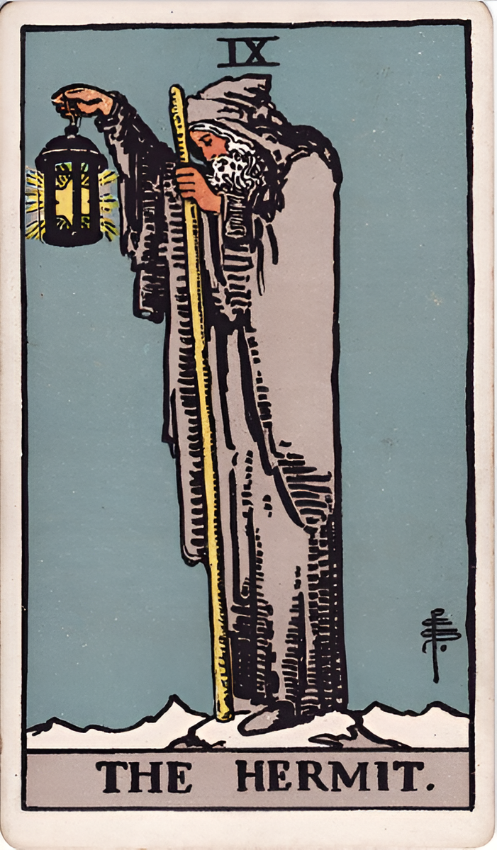Таро Уэйта, 9 аркан Отшельник