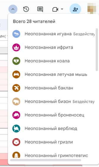Пример однавременной работы над таблицей 28и человек