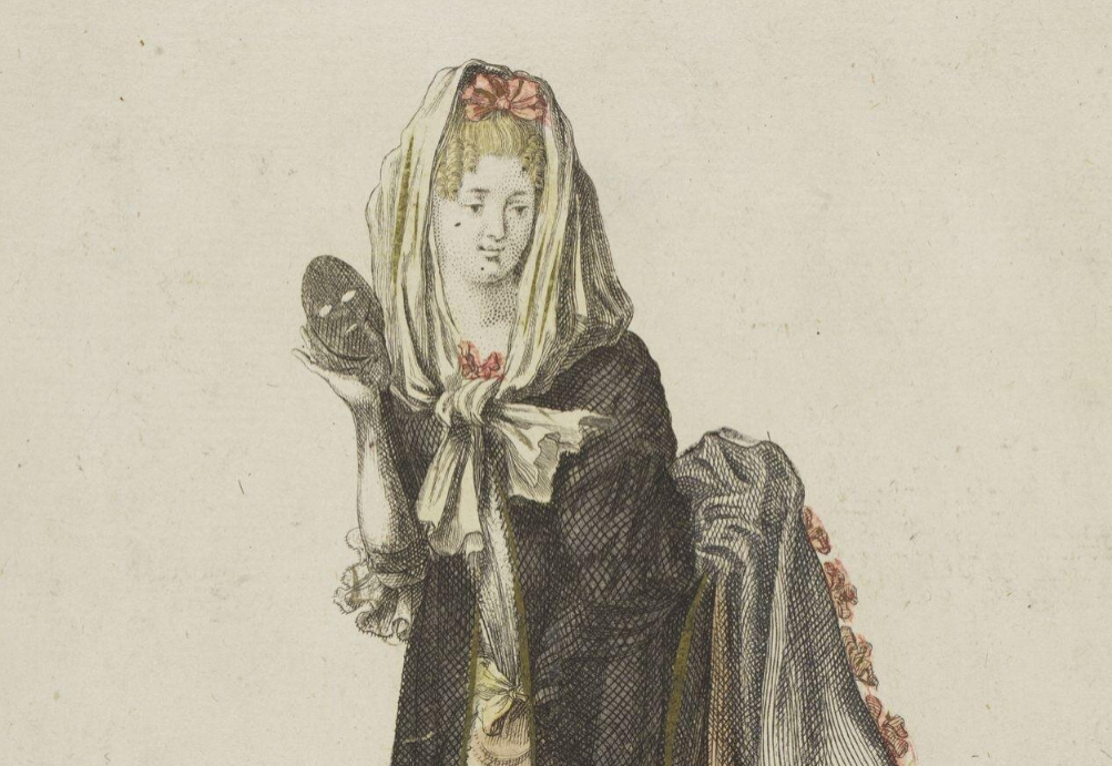 Деталь модной гравюры, 1689. (с) Из коллекции Музея Виктории и Альберта