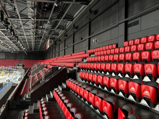    Дворец спорта внутри после ремонта // фото: телеграм-канал Юрия Слюсаря