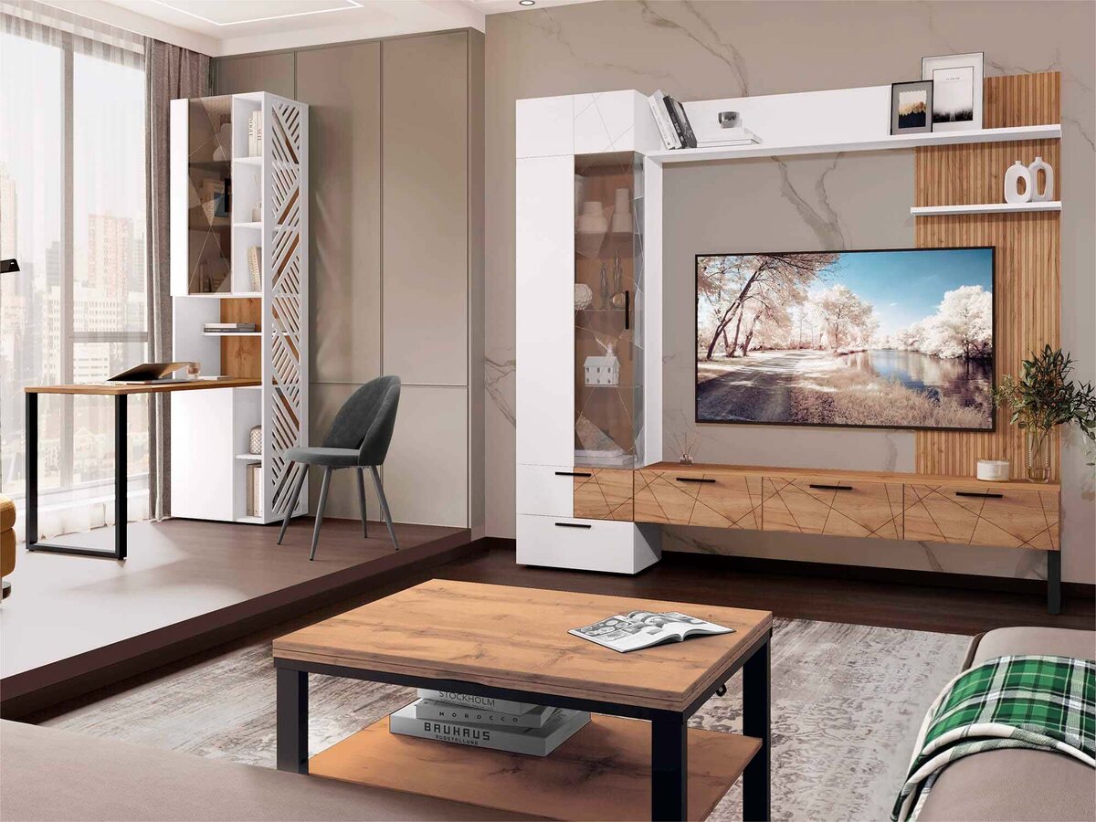 Стенка угловая для гостиной «Джерси 601 408» от «DaVita-мебель»