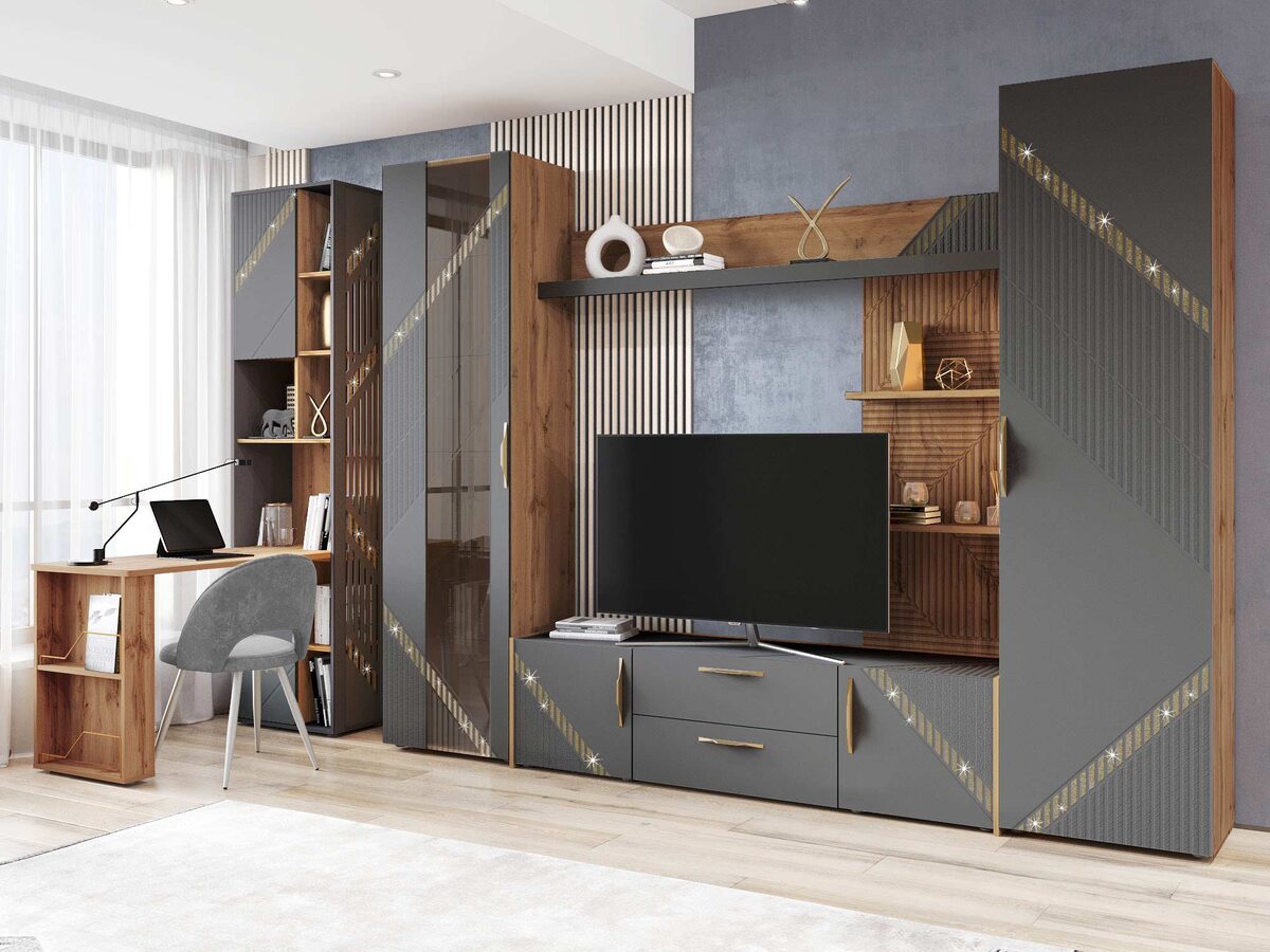 Стенка угловая для гостиной «Монако 605 406» от «DaVita-мебель»