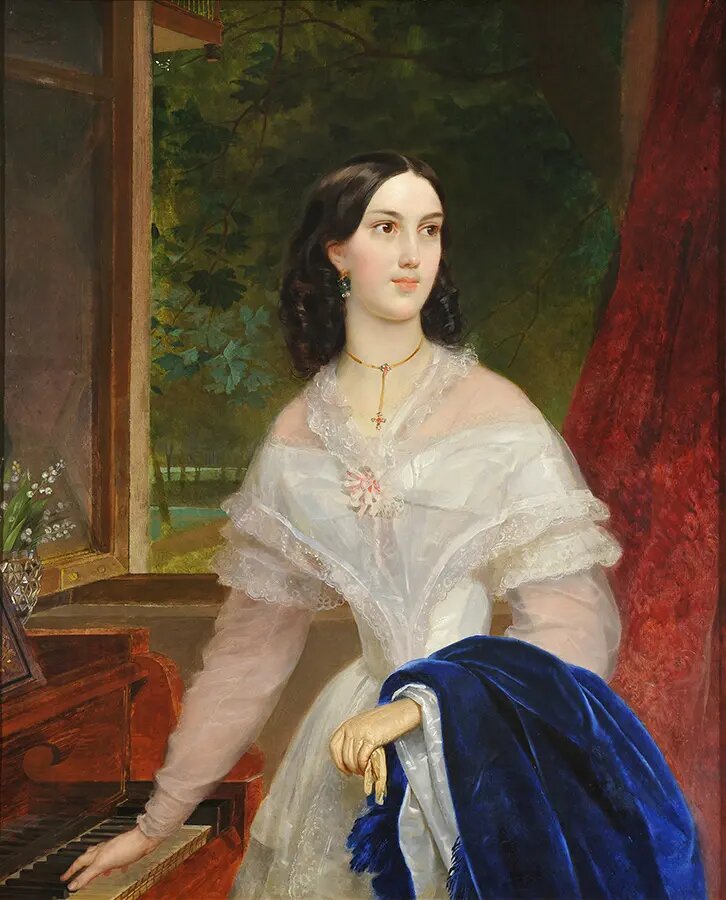 Портрет молодой женщины у фортепьяно, К. Брюллов