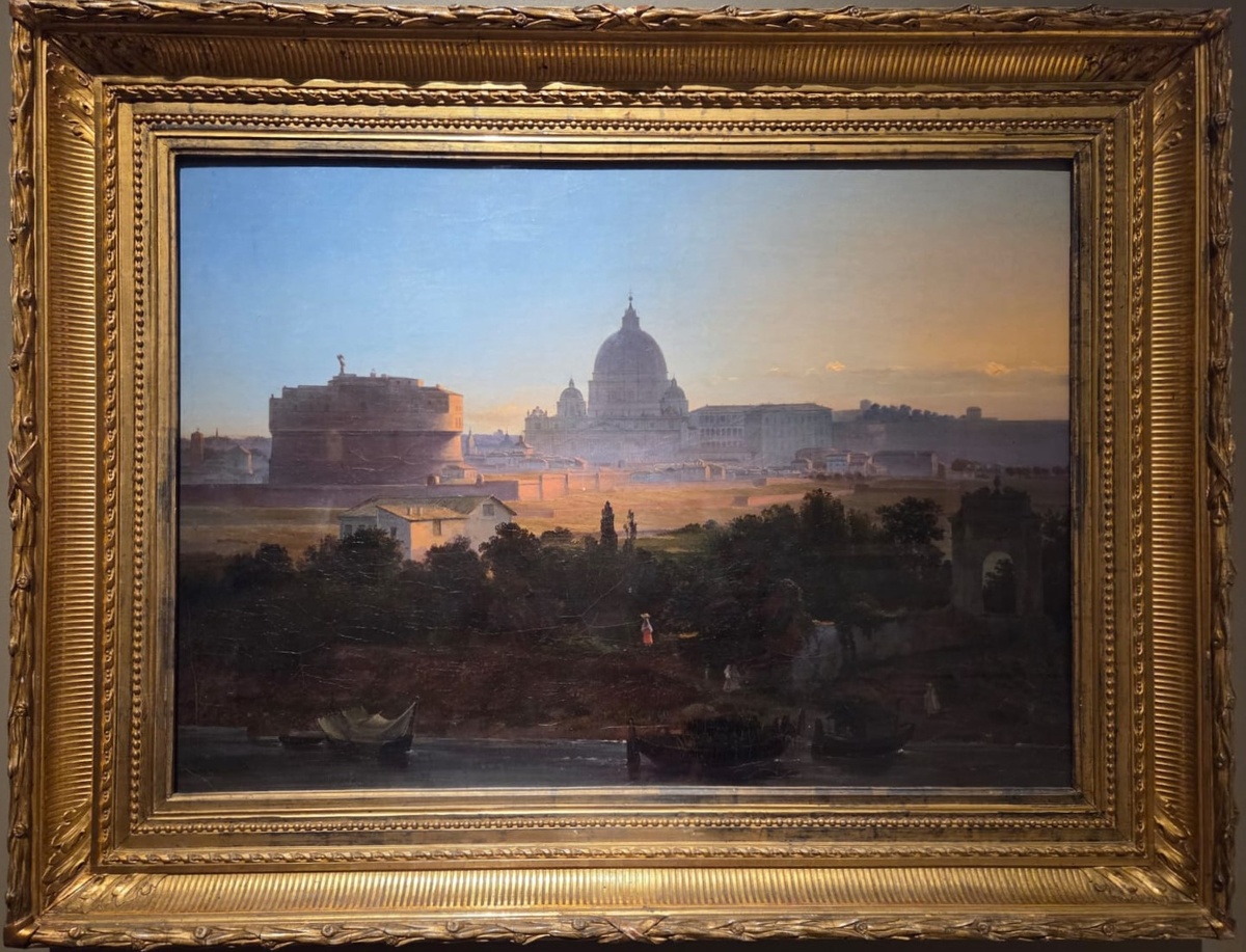 Василий Раев. Рим вечером. Вид на замок Св.Ангела и собор Св.Петра. 1843. холст, масло