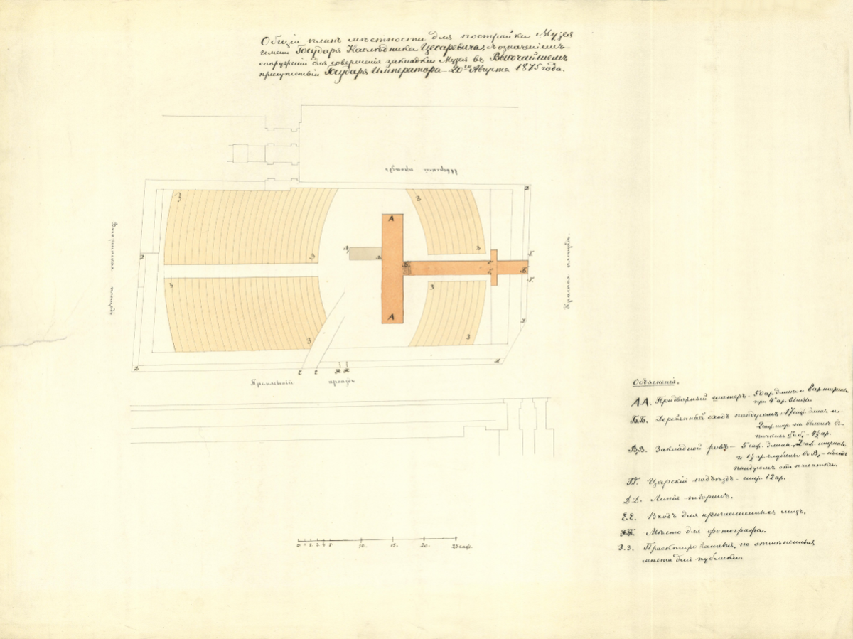 Утвержденный проект. Закладка. План местности. В. О. Шервуд, А. А. Семенов, 1875 г.