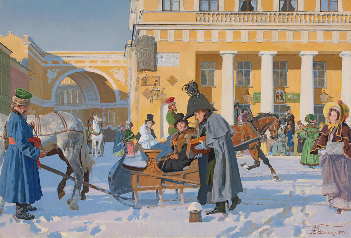 Дмитрий Белюкин. Невский проспект у кондитерской Вольфа и Беранже. 2022. Источник: belukin.ru