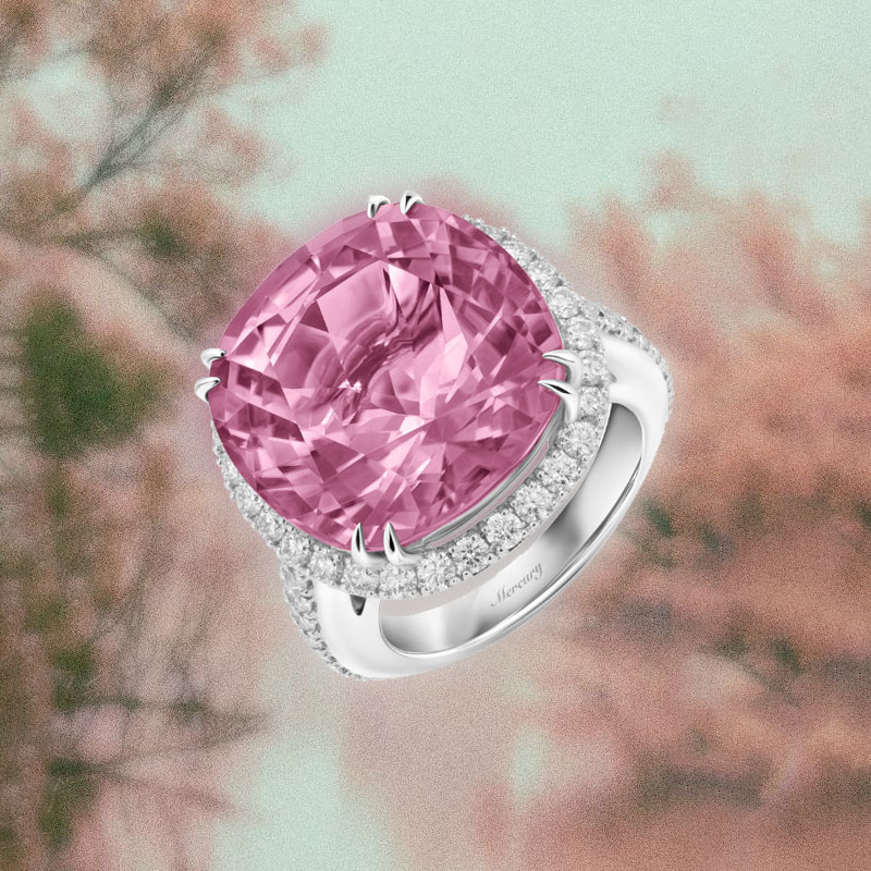 Кольцо Mercury Color из белого золота с турмалином и бриллиантами