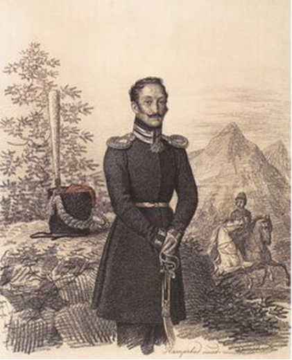 Князь Фёдор Александрович (Темир-Булат Касбулатович) Бекович-Черкасский. Портрет работы Карла Гампельна, 1822 г. Фото из открытых источников