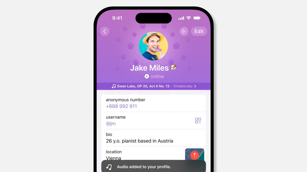 telegram.org📷Музыкальный статус в профиле Telegram