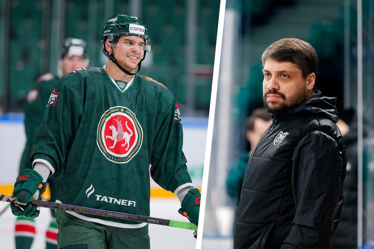    «Ак Барс» 6 сентября откроет сезон выездным матчем с «Металлургом» (на фото — Григорий Денисенко (слева) и Марат Валиуллин).   
Фото: ak-bars.ru, «БИЗНЕС Online»