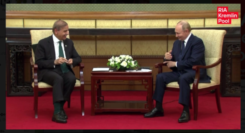    Президент России и премьер Пакистана. Скриншот: телеграм-канал RIA_Kremlinpool