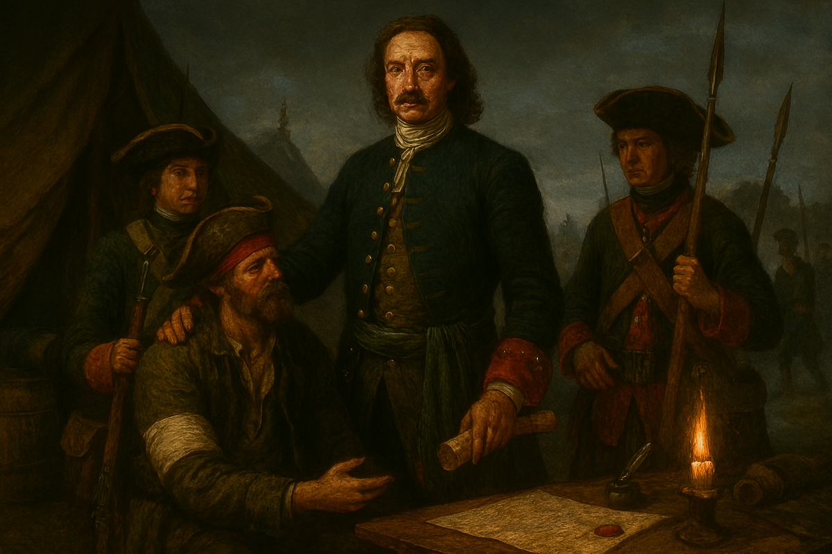 Петр I с солдатами регулярной армии начало XVIII века военные реформы