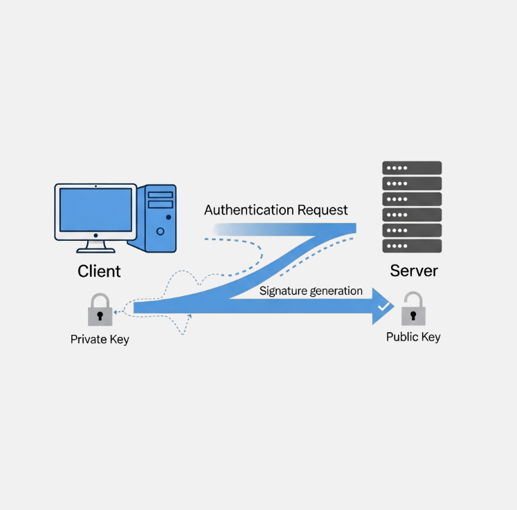 ваш приватный ключ подтверждает личность перед сервером, который хранит только ваш публичный ключ.