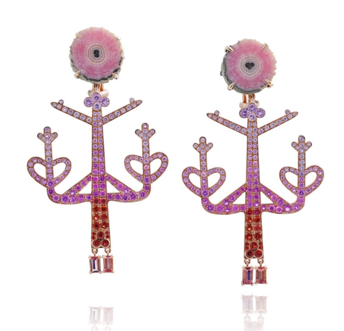 Серьги, родохрозит, Лилия Куртей 