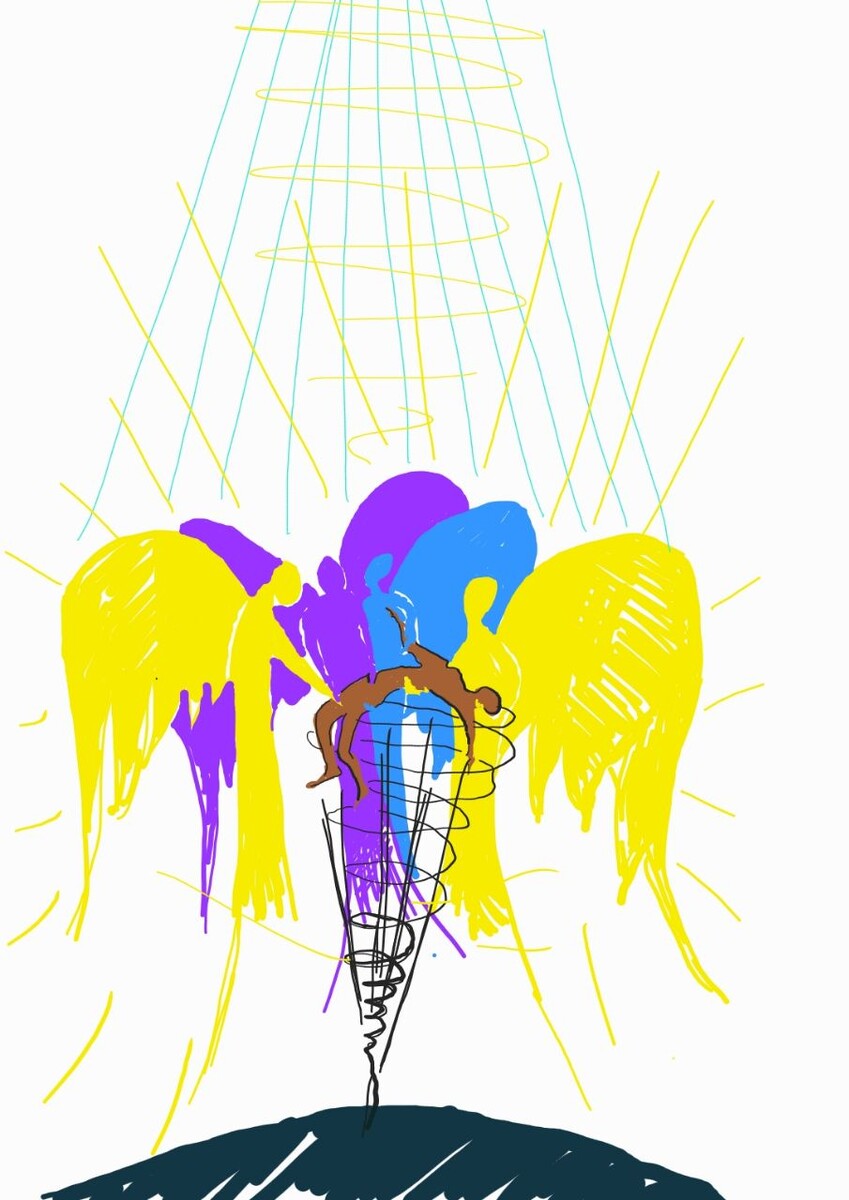 Группа Архангелов бережно поднимает ребенка, застрявшего в нижнем астрале, наверх