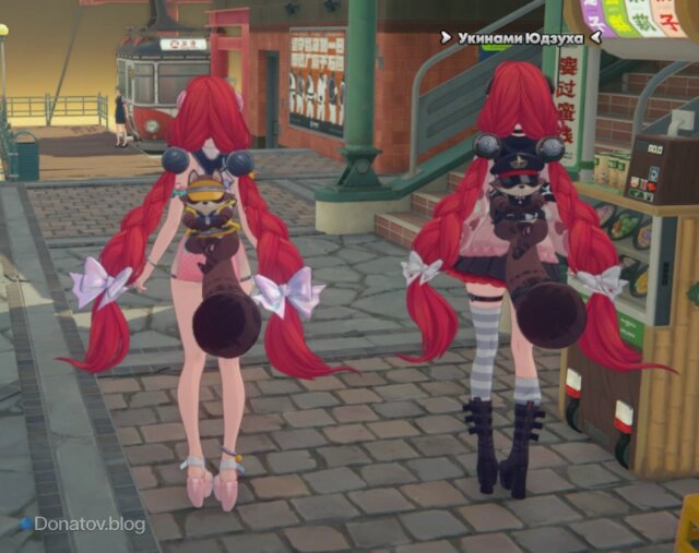    Вид со спины двух скинов Юдзухи в ZZZ