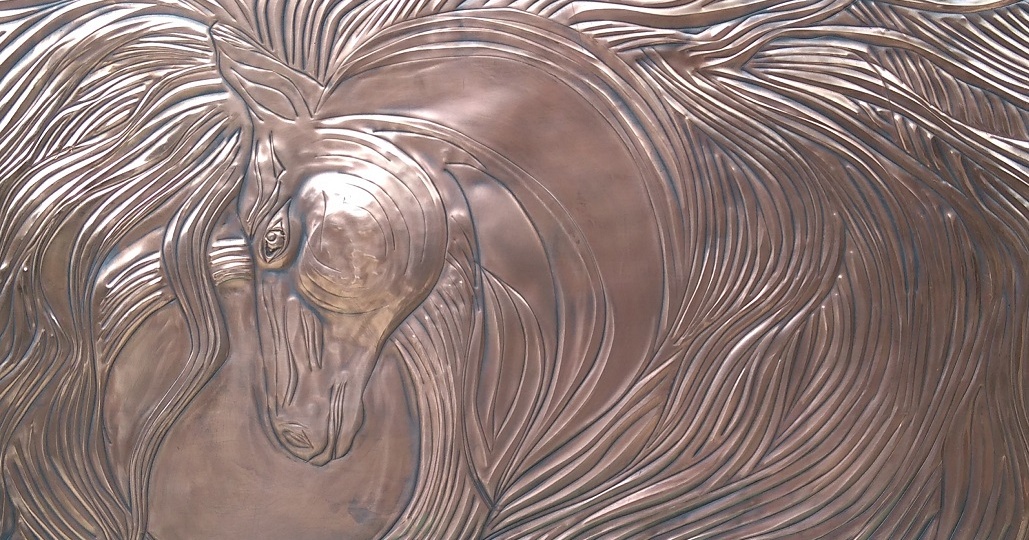 Чеканка. Конь Огонь. Панно.Медь. 60 х 75 .Иркутск 2025 г.