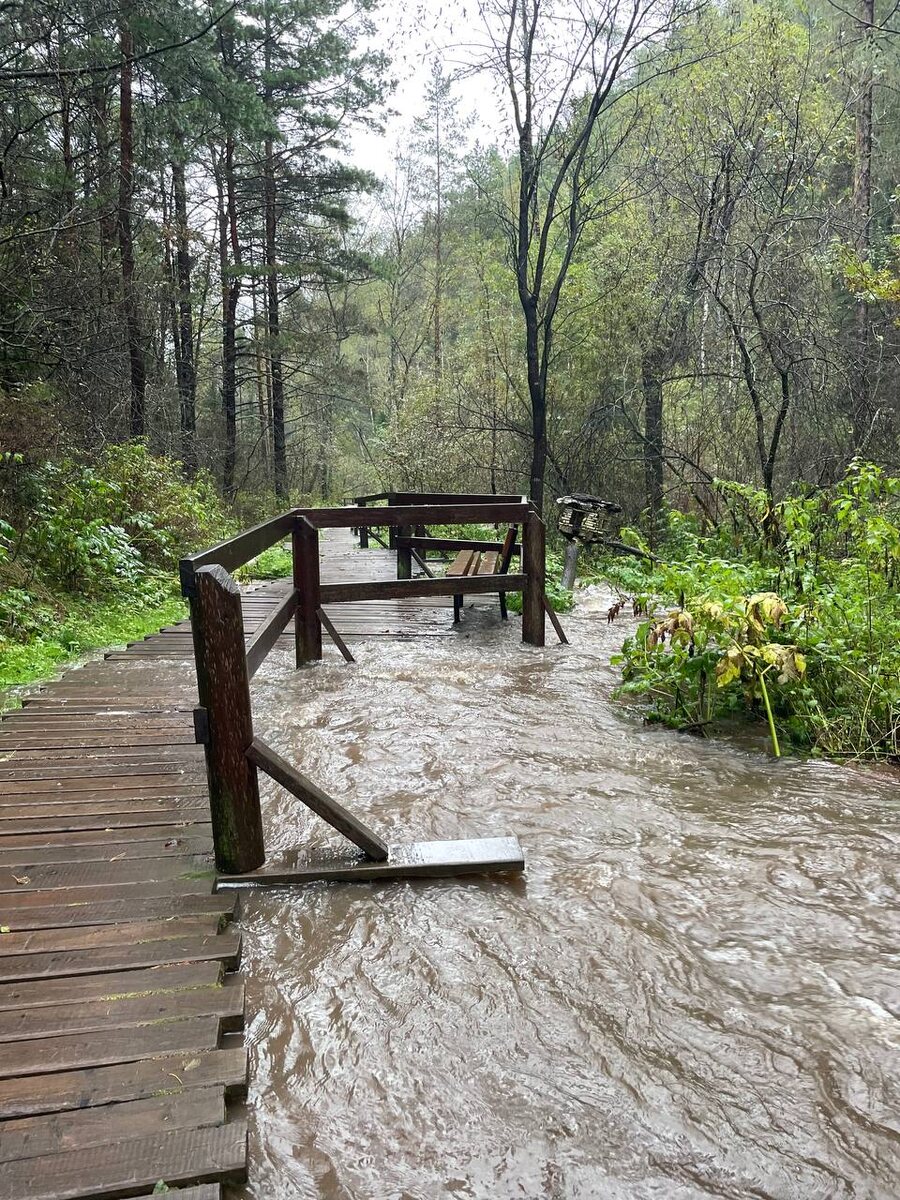     На подходах к «Красноярским Столбам» размыло дороги