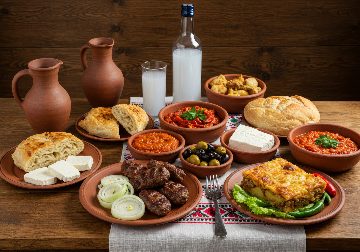 Блюда балканской кухни на столе
