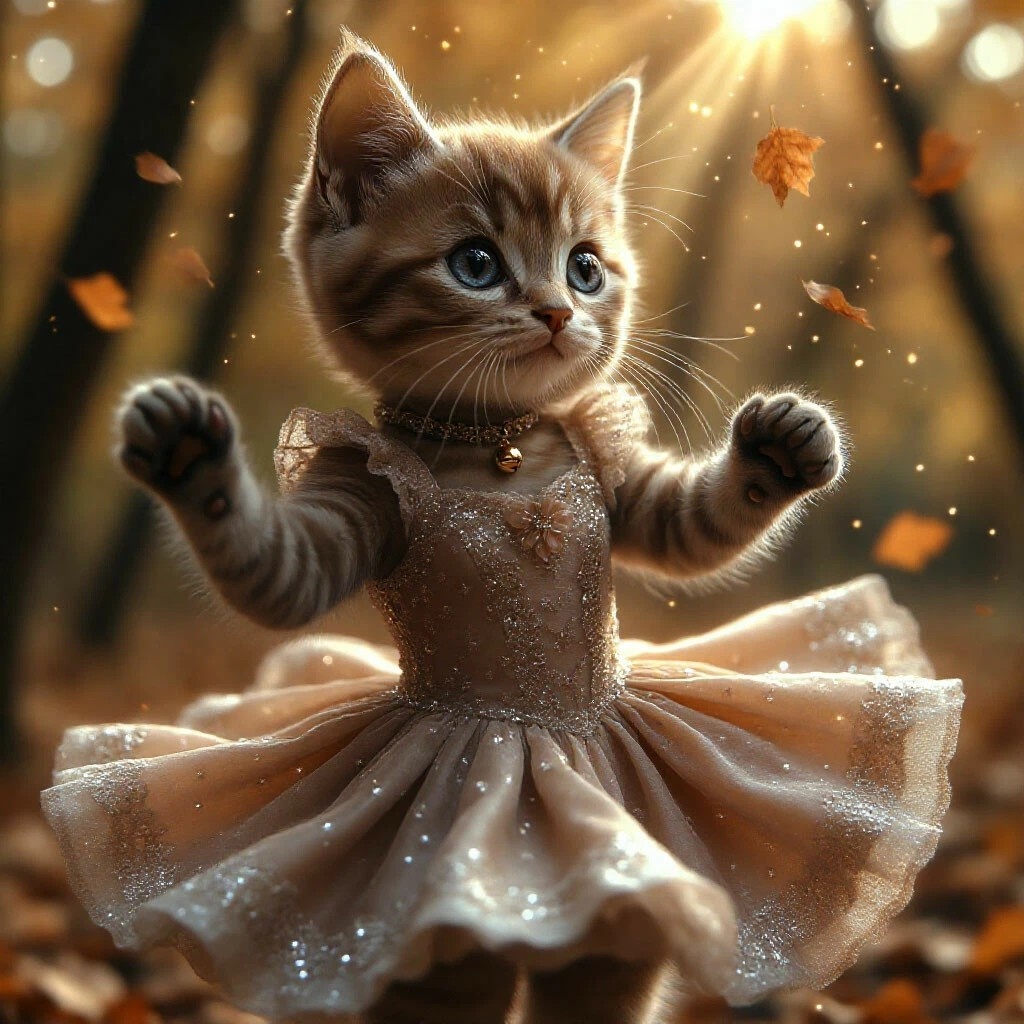 Кошечка #1. Милый котенок в белом платьице 