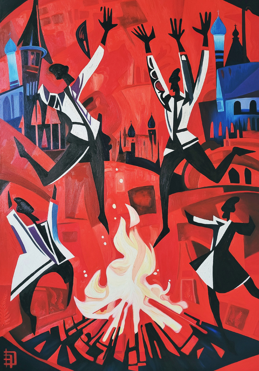 Мари Дагаз. "Рубиновая ночь". Холст 100×70, масло. Москва 2025